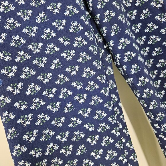 Hill House Pants Blue Floral Print Wide Leg Side Zip Stretch Palazzo Lounge Sz M - Picture 3 of 9